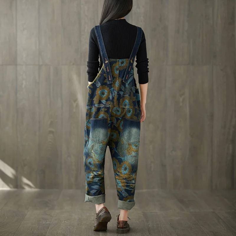 Women Casual Jumpsuits National Style Retro Print Large Size Washed Jeans Personality Make Old Bib Trousers
Women Casual Jumpsuits National Style Retro Print Large Size Washed Jeans Personality Make Old Bib Trousers