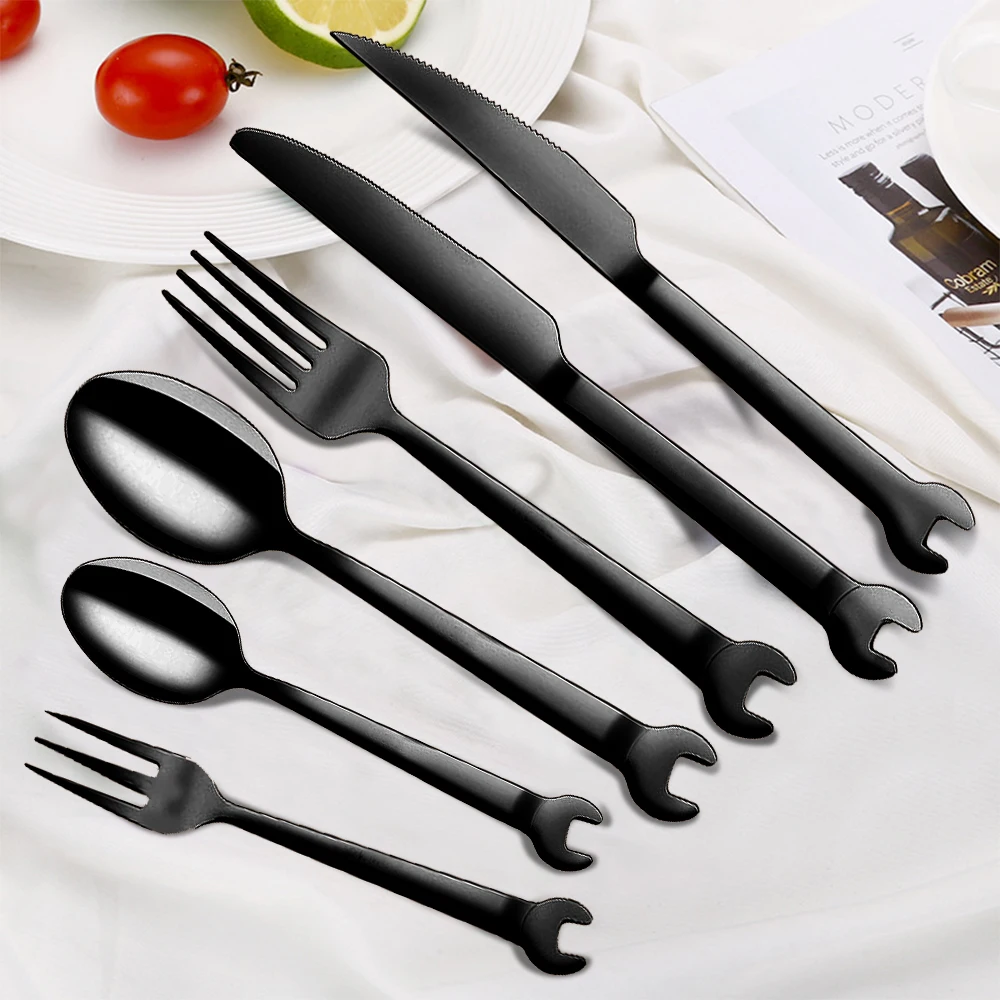 High-end luxury Plating Stainless Steel Tableware Steak Knife Dinner Fruit Dessert Long Fork Tea Spoon Creative Wrench shape
High-end luxury Plating Stainless Steel Tableware Steak Knife Dinner Fruit Dessert Long Fork Tea Spoon Creative Wrench shape