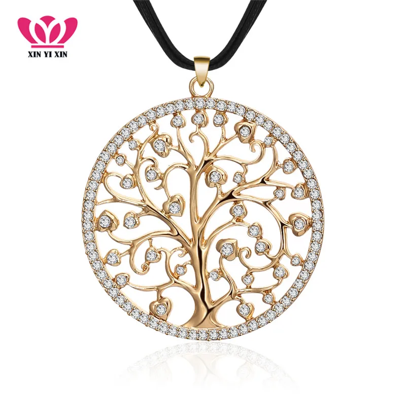 Crystal Tree of life Big Round Pendant Necklace For Women Gold Multi-layers Leather Chain Necklace Fashion Jewelry Girl Gift
Crystal Tree of life Big Round Pendant Necklace For Women Gold Multi-layers Leather Chain Necklace Fashion Jewelry Girl Gift