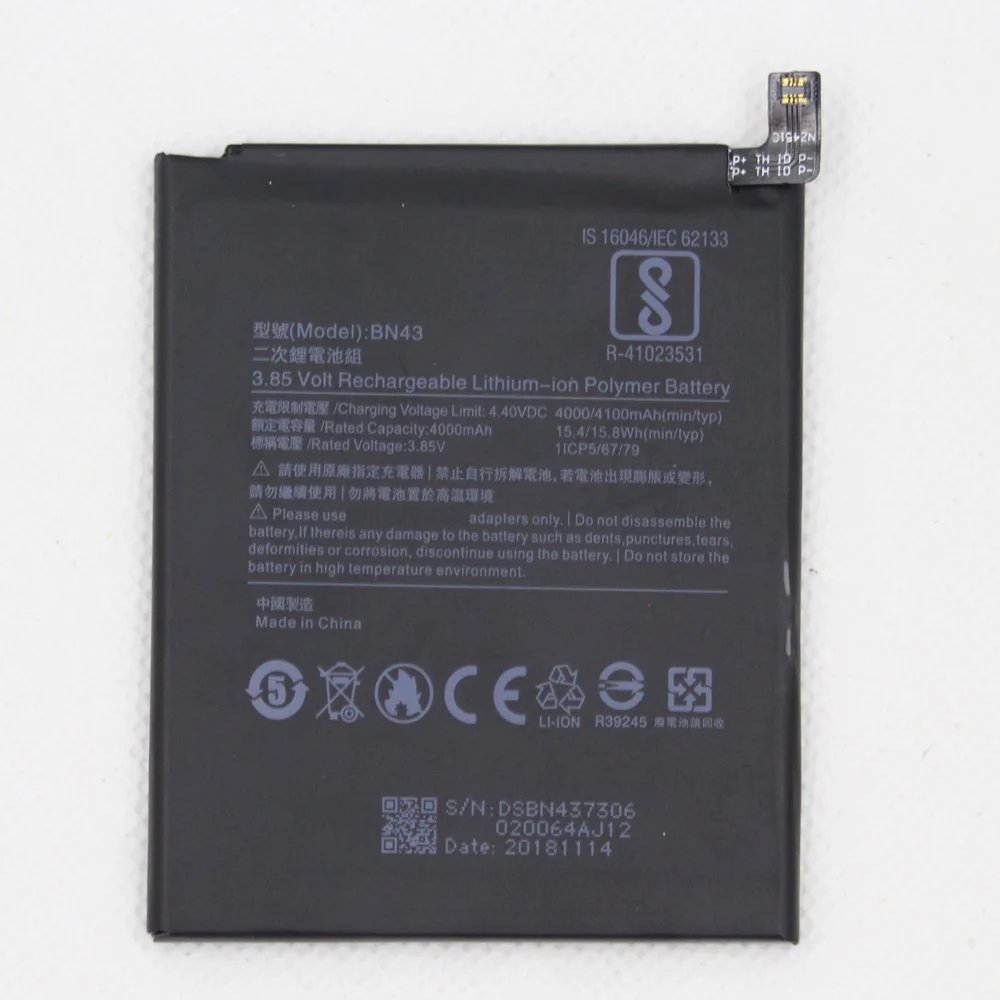 20pcs/lot Internal Phone Li-ion Battery BN43 For Xiaomi Redmi Note 4X / Note 4 global Snapdragon 625 4000mAh Cellphone Battery
20pcs/lot Internal Phone Li-ion Battery BN43 For Xiaomi Redmi Note 4X / Note 4 global Snapdragon 625 4000mAh Cellphone Battery