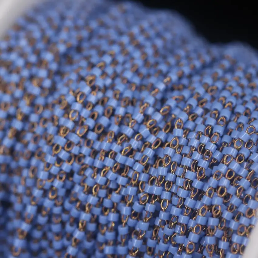NEW! 5meters,Brass Wire Wrapped Small beaded Link Rosary Chain,Blue Miyuki Delica Japanese seed beads Chains Necklace Jewelry 
NEW! 5meters,Brass Wire Wrapped Small beaded Link Rosary Chain,Blue Miyuki Delica Japanese seed beads Chains Necklace Jewelry