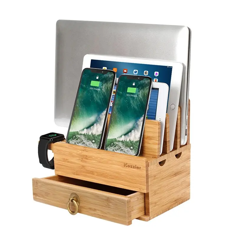 iCozzier 4 Slots Removable Bamboo Watch Stand With Drawer Multi-device Charging Station for iWatch,Smartphones,Tablets,Laptops
iCozzier 4 Slots Removable Bamboo Watch Stand With Drawer Multi-device Charging Station for iWatch,Smartphones,Tablets,Laptops