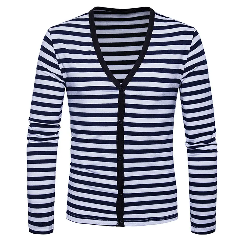 Basic Men's V-neck Horizontal Striped Sweaters Slim fit Cardigan Mans Clothes 2018 Long Sleeve Sweaters for Male
Basic Men's V-neck Horizontal Striped Sweaters Slim fit Cardigan Mans Clothes 2018 Long Sleeve Sweaters for Male