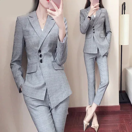 new Korean womens suits set work Pant suits long sleeve two-piece Set suit blazer set woman Plaid suits jacket lady suit office
new Korean womens suits set work Pant suits long sleeve two-piece Set suit blazer set woman Plaid suits jacket lady suit office