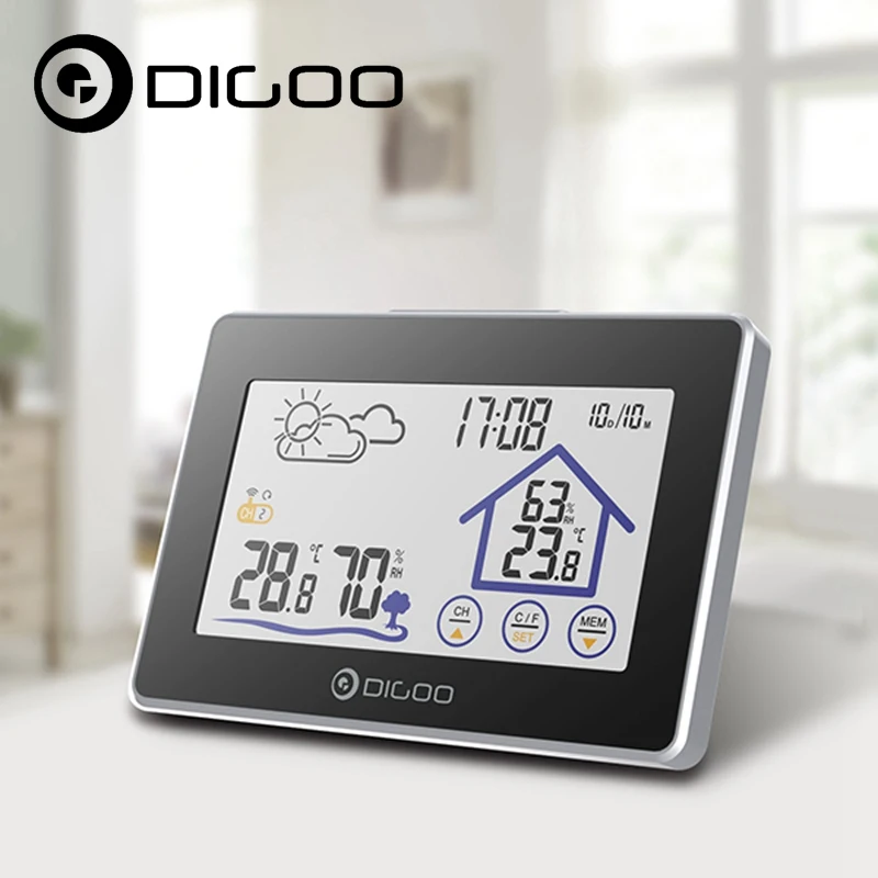 Digoo DG-TH8380 беспроводной сенсорный экран метеостанции термометр Открытый прогноз
