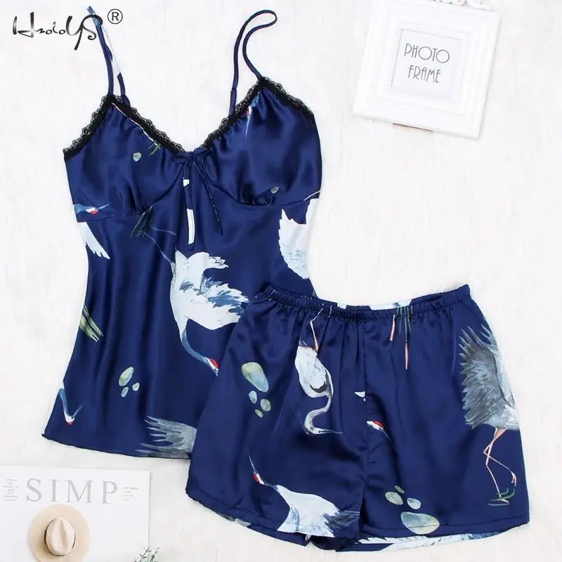Summer Sexy Cranes Printing Lace Cami Lingerie Set Sleepwear Women Pyjamas SatinPijama Sets Female Underwear Lounge Sets
Summer Sexy Cranes Printing Lace Cami Lingerie Set Sleepwear Women Pyjamas SatinPijama Sets Female Underwear Lounge Sets
