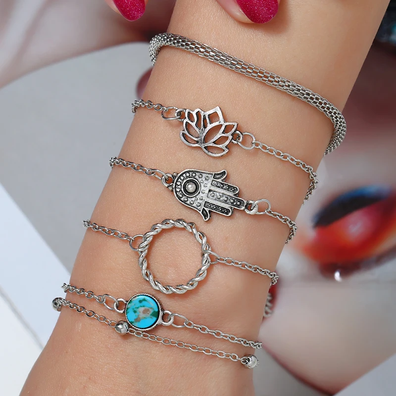 Bohopan 6PCS/Set Hollow Circle Silver Color Bracelets Simple Flower Bracelets Bangles Small Beads Bracelets For Birthday Gifts
Bohopan 6PCS/Set Hollow Circle Silver Color Bracelets Simple Flower Bracelets Bangles Small Beads Bracelets For Birthday Gifts