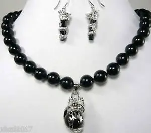 Free shipping@@@@@ Fashion beautiful 10mm black stone dragon earring pendant Necklace set
Free shipping@@@@@ Fashion beautiful 10mm black stone dragon earring pendant Necklace set
