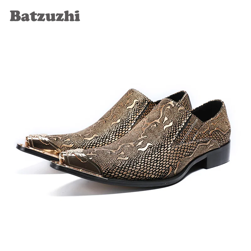 Batzuzhi Handmade Men Leather Shoes Pointed Metal Toe Snake Pattern Leather Men Dress Shoes Gold Oxfords Zapatos Hombre, US6-12
Batzuzhi Handmade Men Leather Shoes Pointed Metal Toe Snake Pattern Leather Men Dress Shoes Gold Oxfords Zapatos Hombre, US6-12