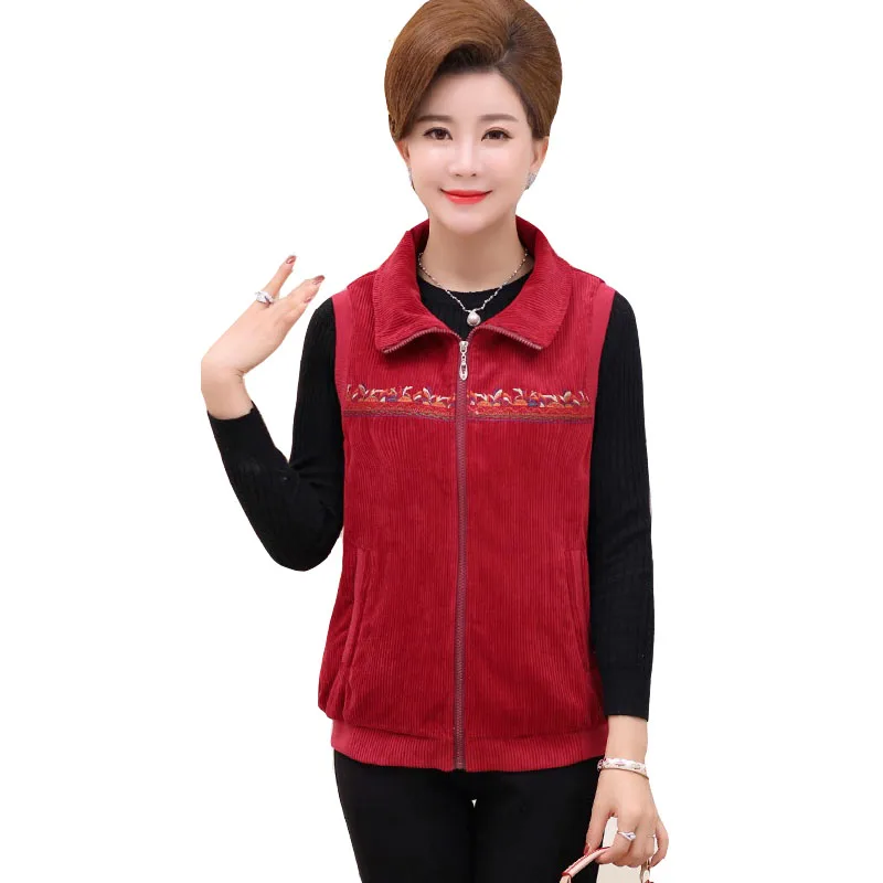 Women Corduroy Vest Coat Spring Autumn Casual Fashion Thin Zipper Pocket Embroidered Vest Female Vest Outwear Jacket Plus Size
Women Corduroy Vest Coat Spring Autumn Casual Fashion Thin Zipper Pocket Embroidered Vest Female Vest Outwear Jacket Plus Size