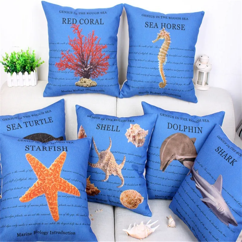 Marine Biology Cushion Cover Coral Starfish Sea Horse Turtle Dolphin Shark Shell Conch Cushion Covers Beige Linen Pillow Case
Marine Biology Cushion Cover Coral Starfish Sea Horse Turtle Dolphin Shark Shell Conch Cushion Covers Beige Linen Pillow Case