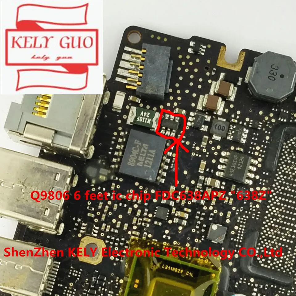 20 шт./лот для Macbook Pro unibody Air A1278 A1286 A1370 A1369 Q9806 6-футовый ic-чип FDC638APZ 638Z | Электроника