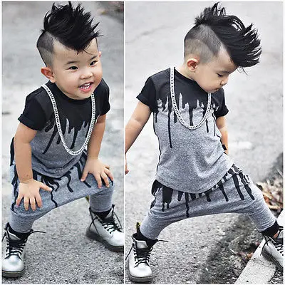 2 шт. детский летний топ с коротким рукавом и брюки султанки|boy clothing set|clothing setsfashion
