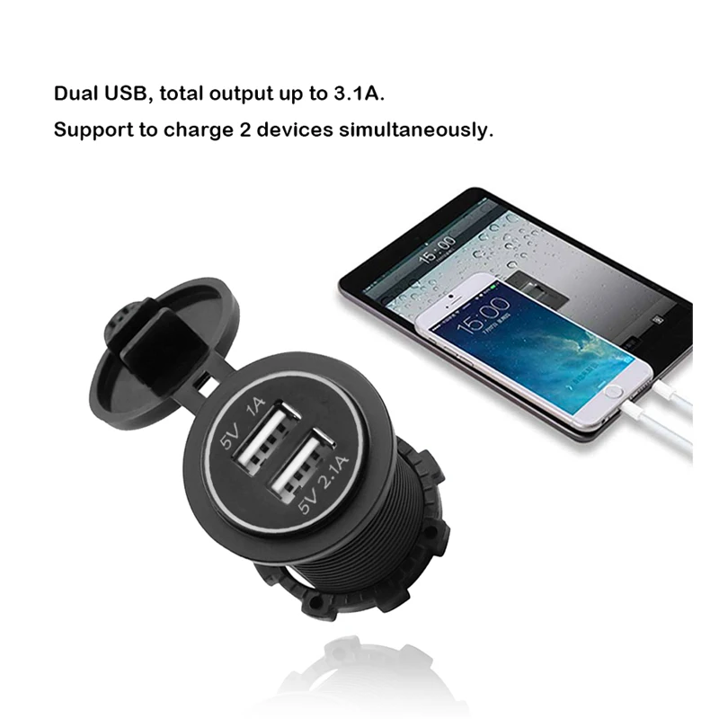 12V-24V Universal Cigarette Lighter Car Charger Socket USB Vehicle + LED Digital Digital Charger 2 Ports Power Socket 5V 2.1A
12V-24V Universal Cigarette Lighter Car Charger Socket USB Vehicle + LED Digital Digital Charger 2 Ports Power Socket 5V 2.1A