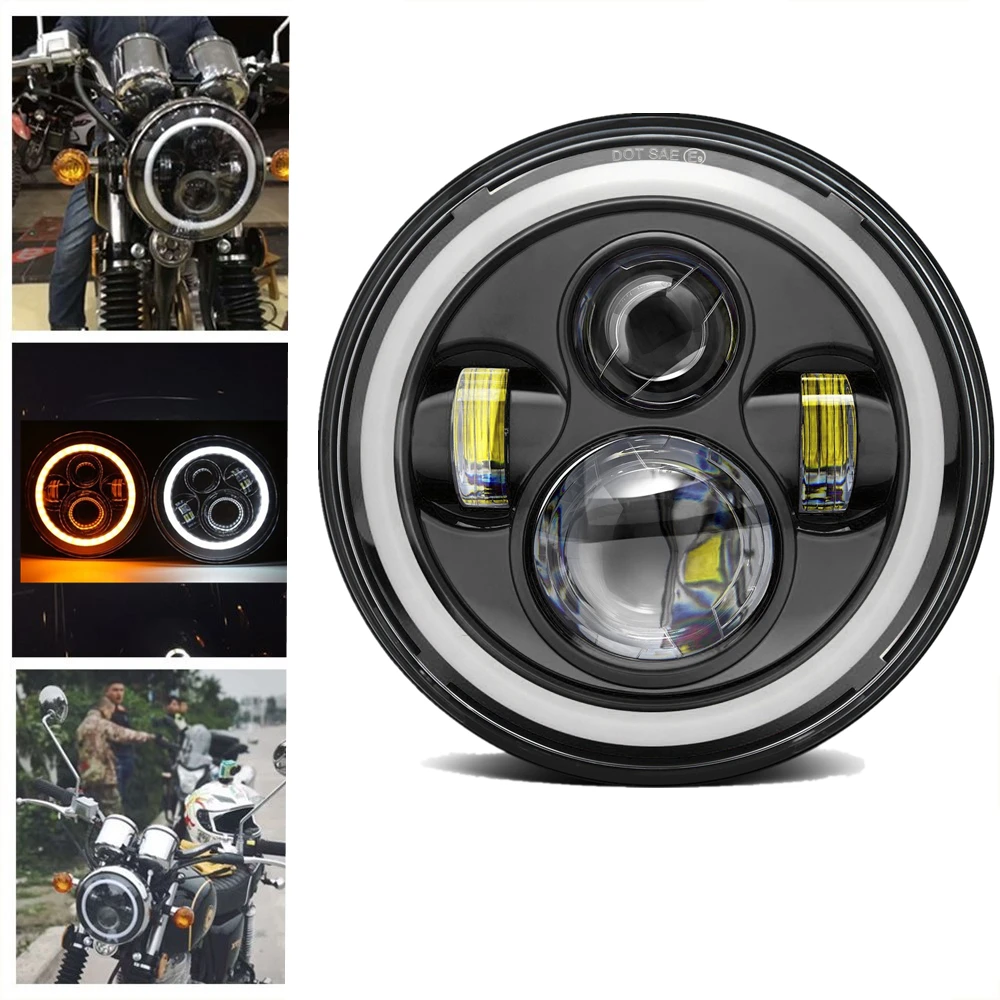 7 Inch Motorcycle LED Headlight 40W White Amber Halo Angle Eyes For Yamaha Motorbikes Car Headlamp
7 Inch Motorcycle LED Headlight 40W White Amber Halo Angle Eyes For Yamaha Motorbikes Car Headlamp