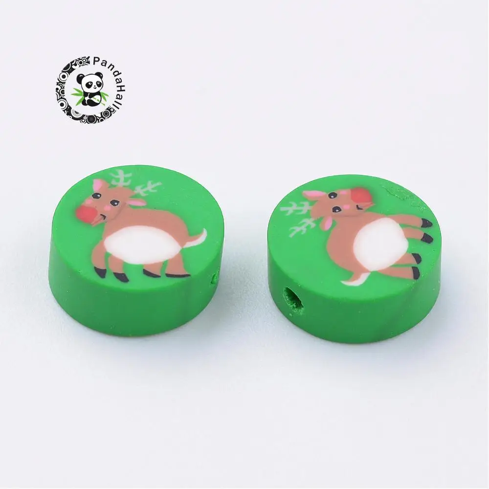 Handmade Polymer Clay Beads, Flat Round with Father Christmas, Green, 10x4~4.5mm, Hole: 1~2mm
Handmade Polymer Clay Beads, Flat Round with Father Christmas, Green, 10x4~4.5mm, Hole: 1~2mm