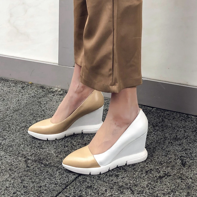 WETKISS Cow Leather Pumps Women Pointed Toe Shallow Footwear Wedges Shoes Female High Heels Platform Shoes Woman Spring 2019 New
WETKISS Cow Leather Pumps Women Pointed Toe Shallow Footwear Wedges Shoes Female High Heels Platform Shoes Woman Spring 2019 New