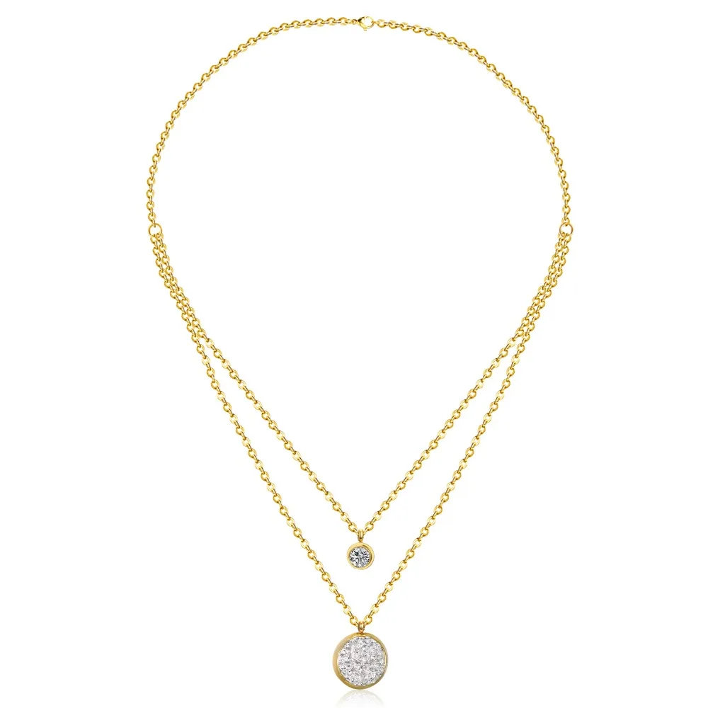 LUXUKISSKIDS New Arrival Jewelry Necklace Romantic Crystal Pendant Necklace CZ Double Chain Necklace Gold/ Steel Color
LUXUKISSKIDS New Arrival Jewelry Necklace Romantic Crystal Pendant Necklace CZ Double Chain Necklace Gold/ Steel Color