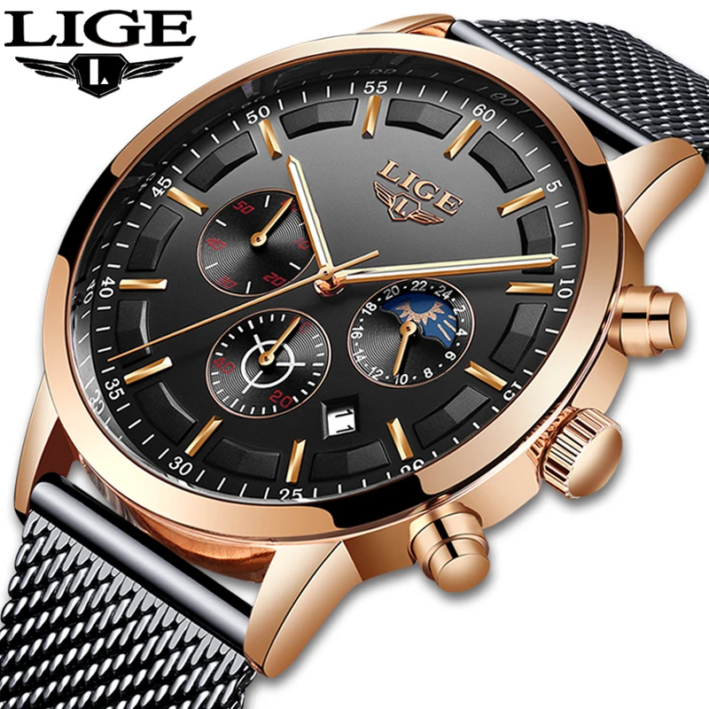Fashion Mens Watches LIGE Top Brand Waterproof Sport Watch Chronograph Men Casual Stainless Steel Quartz Clock Relogio Masculino
Fashion Mens Watches LIGE Top Brand Waterproof Sport Watch Chronograph Men Casual Stainless Steel Quartz Clock Relogio Masculino