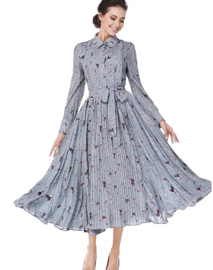 Free Shipping High Quality 2018 Bohemian New Arrival Peter Pan Collar Flower Printed Woman Chiffon Pleated Long Dress
Free Shipping High Quality 2018 Bohemian New Arrival Peter Pan Collar Flower Printed Woman Chiffon Pleated Long Dress