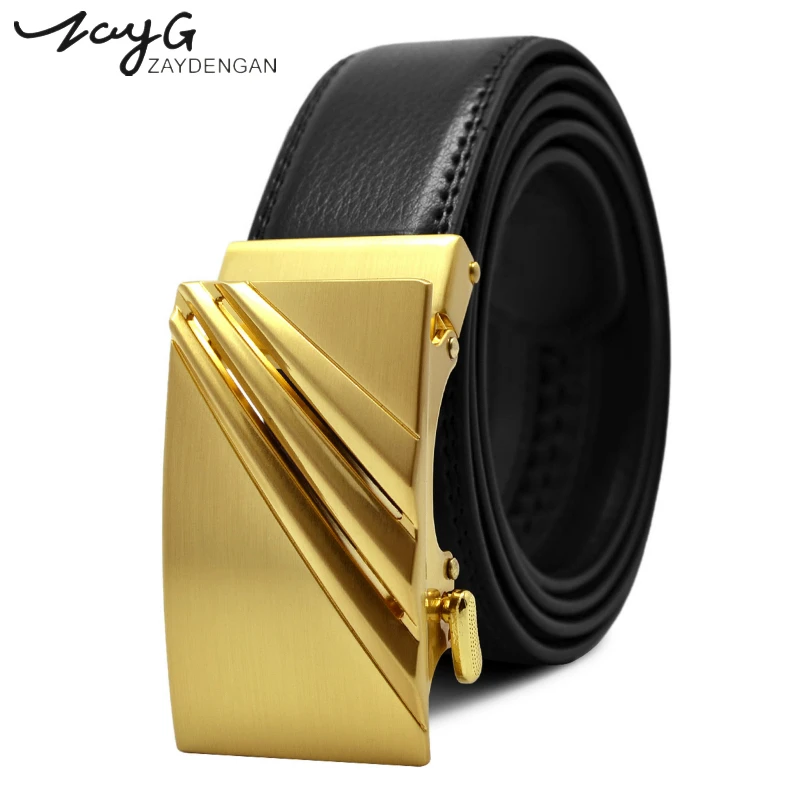 ZAYG Men Business Style Gold Steel buckle Belt unique Leather Strap Sliding ratchet alloy Automatic Buckle Men Top Quality Belt
ZAYG Men Business Style Gold Steel buckle Belt unique Leather Strap Sliding ratchet alloy Automatic Buckle Men Top Quality Belt