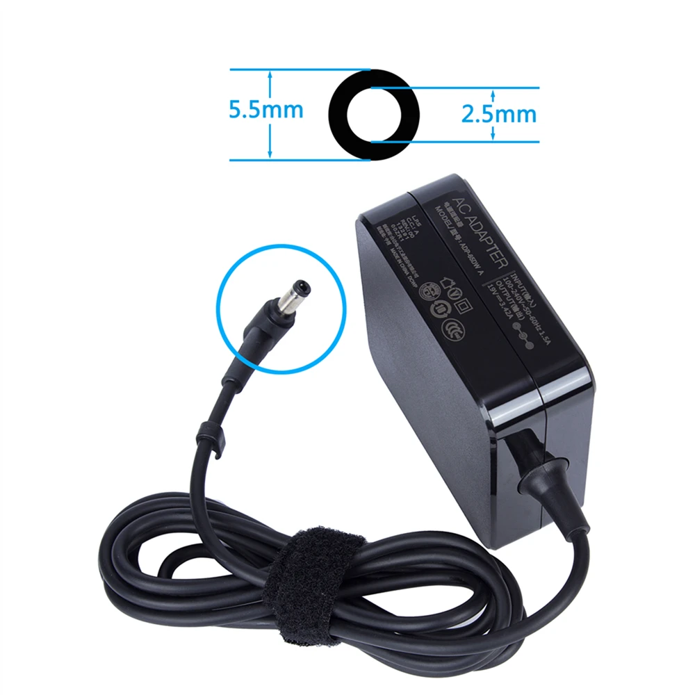 

HKOWKKER DC Connector Size 5.5x2.5mm 19V 3.42A AC Adapter Charger Power Cord For Asus EU Standard AC/DC 100-240V 50-60Hz