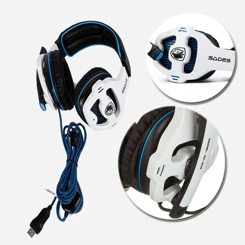 Sades SA903 7.1 Surround Sound channel USB Gaming Headset Wired Headphone with Mic Headband noise canceling Headset gamer
Sades SA903 7.1 Surround Sound channel USB Gaming Headset Wired Headphone with Mic Headband noise canceling Headset gamer