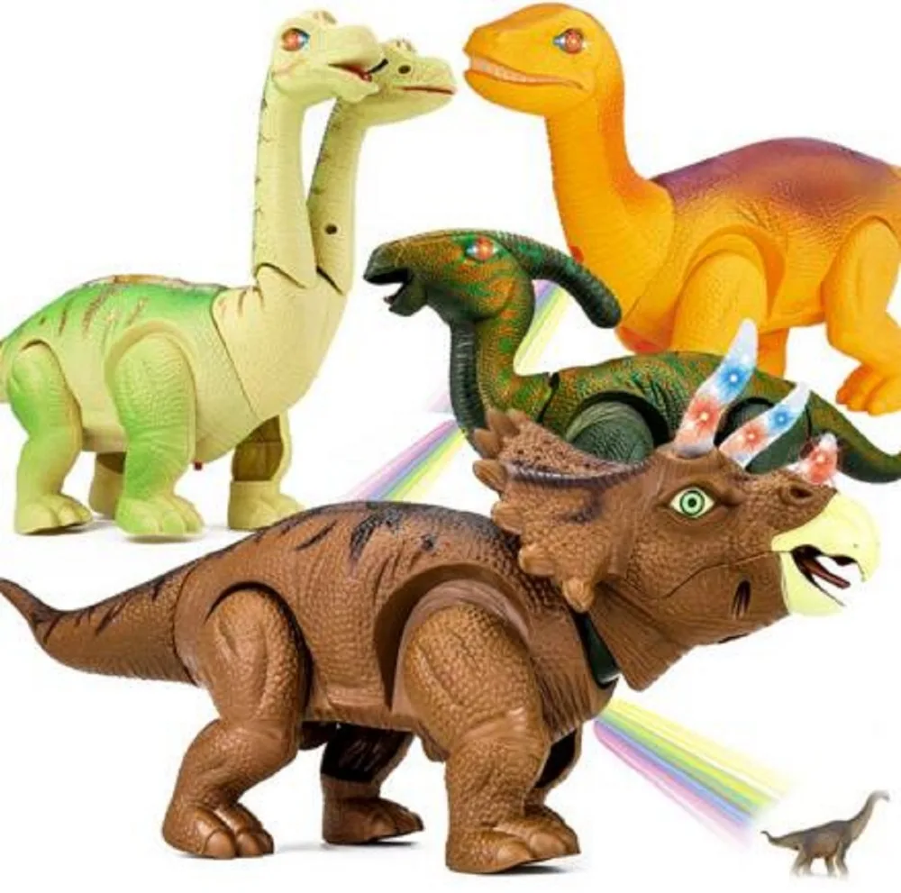 Фото Электрические ходячие игрушки динозавры яйца светящиеся со звуком модель