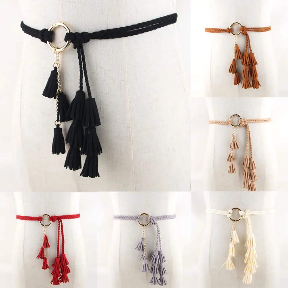 Women Ladies Skinny Round Buckle Braided Belt Dress Tassel Waistband Decoration BLTLL0312
Women Ladies Skinny Round Buckle Braided Belt Dress Tassel Waistband Decoration BLTLL0312