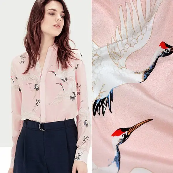 Silk Double Crepe Printed Clothing Fabric Romantic Soft Pink Cranes Telas Por Metro Tissus Au MÈTre Ткань Для Шитья Sewing Diy
Silk Double Crepe Printed Clothing Fabric Romantic Soft Pink Cranes Telas Por Metro Tissus Au MÈTre Ткань Для Шитья Sewing Diy