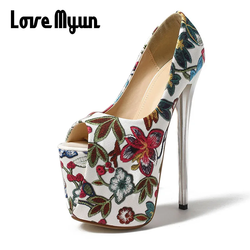 New 2018 Summer Peep Toe Pumps Women Flowers 20cm super High-heeled Platform Shoes Round Toe Sexy Pumps big size 43 NN-98
New 2018 Summer Peep Toe Pumps Women Flowers 20cm super High-heeled Platform Shoes Round Toe Sexy Pumps big size 43 NN-98