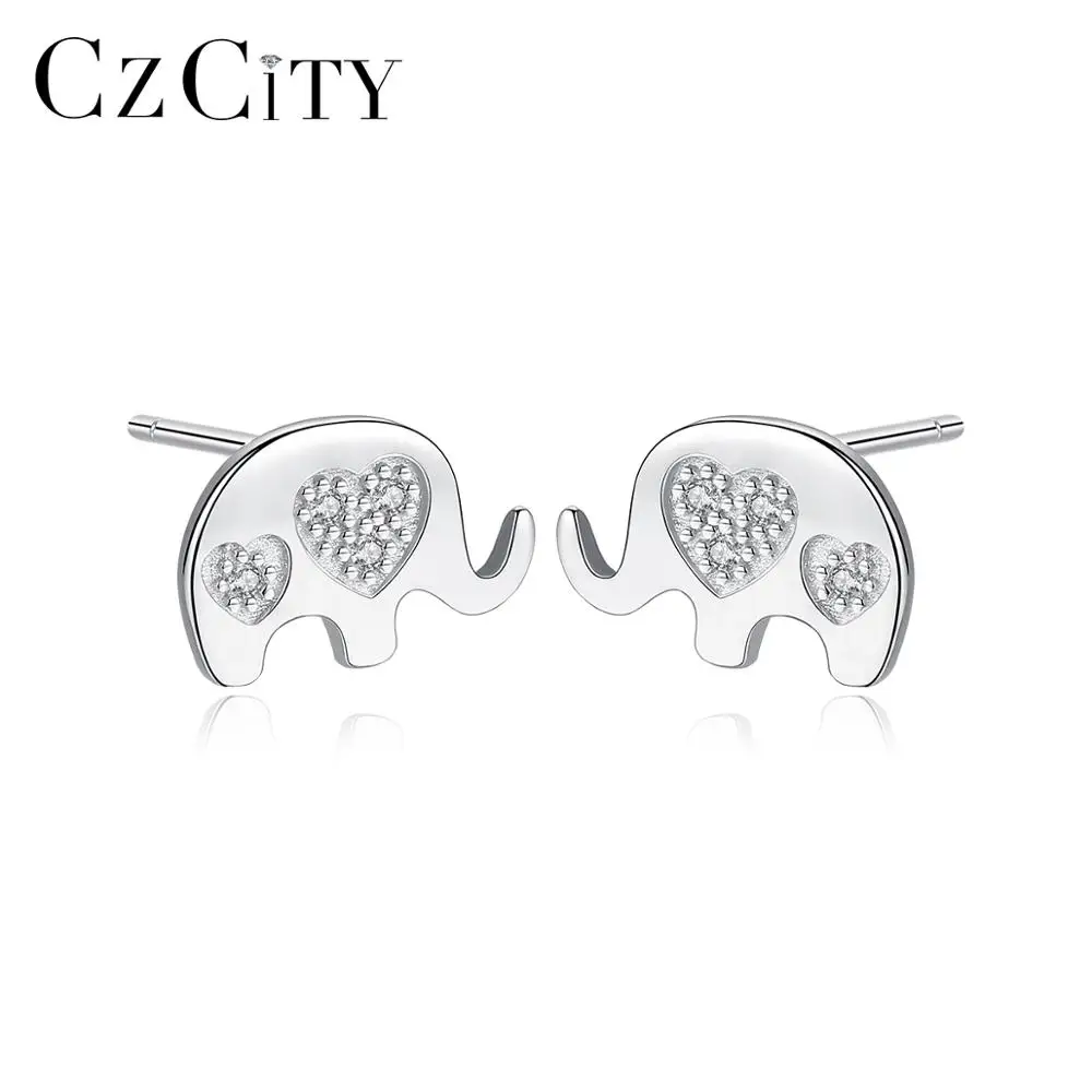 CZCITY Double Heart 925 Sterling Silver Elephant Stud Earrings for Women Anniversary Fine Jewelry Animal Brinco Love Gift SE0325
CZCITY Double Heart 925 Sterling Silver Elephant Stud Earrings for Women Anniversary Fine Jewelry Animal Brinco Love Gift SE0325