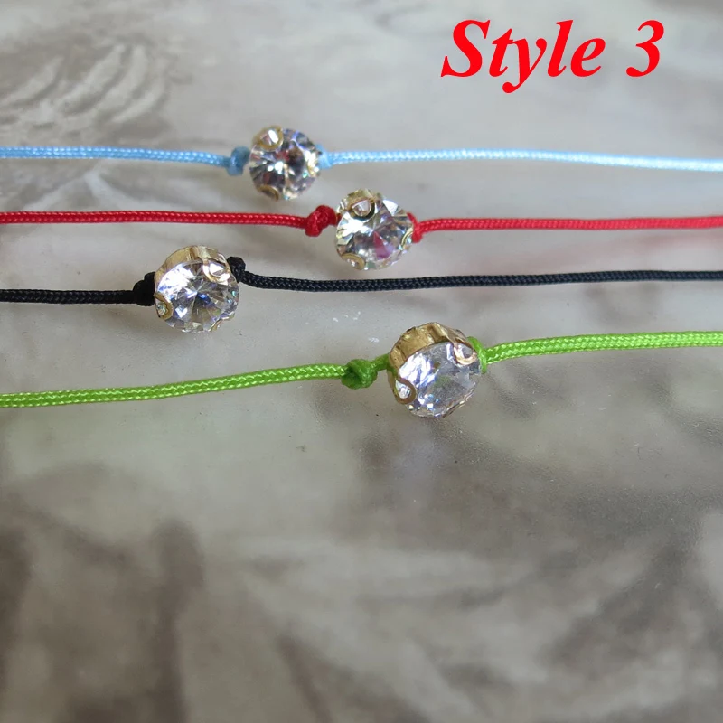 Amazing 4pcs/Set 3 Styles 4 Color Mrs Bauble 6mm Brilliant Zircon 42cm Red Thread Bracelet Rope String Knit Charm Women | Украшения и