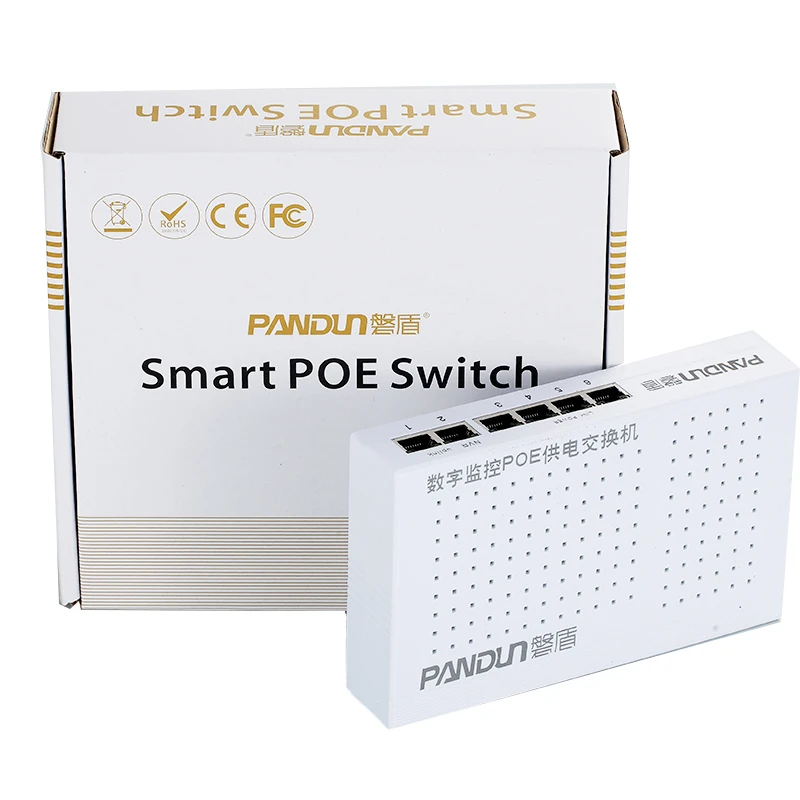 6 (4 + 2) Порты и разъёмы Стандартный 24 V POE коммутатор Network 10/100 Мбит/с Smart Ethernet Питание
