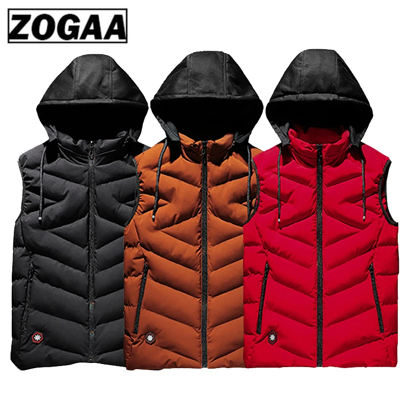 Мужская куртка без рукавов ZOGAA Повседневная теплая парка с капюшоном 6XL 7XL 8XL