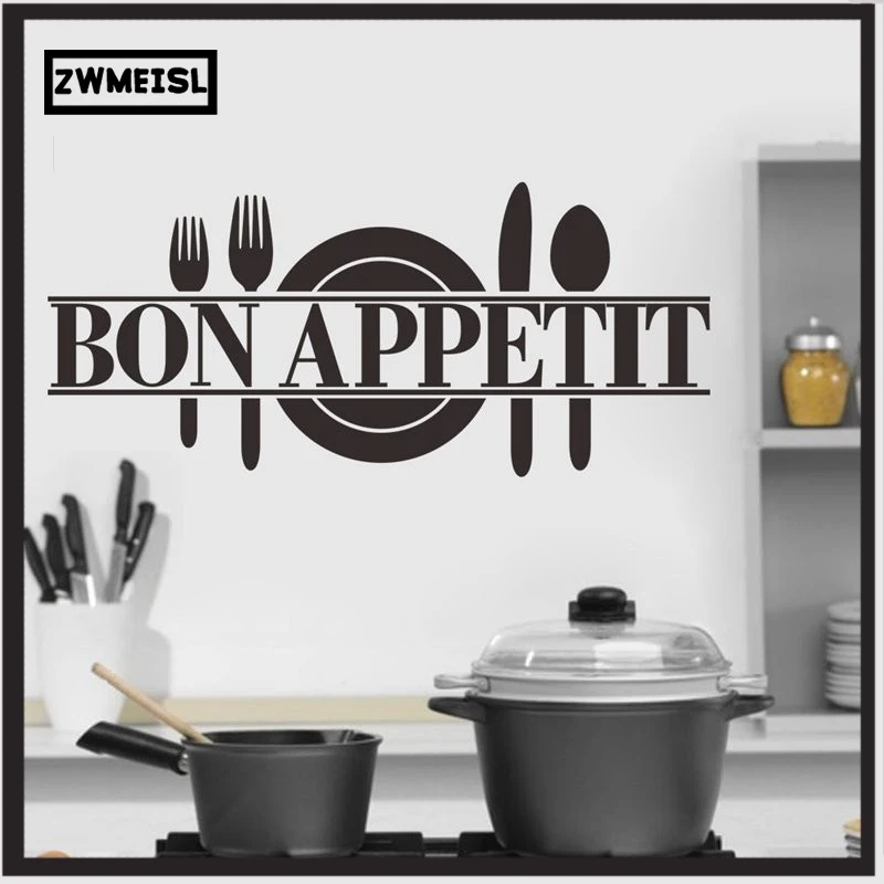 ZW Bon Appetit Food Wall Stickers Kitchen Room Decoration DIY Vinyl Adesivo De Paredes Home Decals Art Posters Papers | Дом и сад