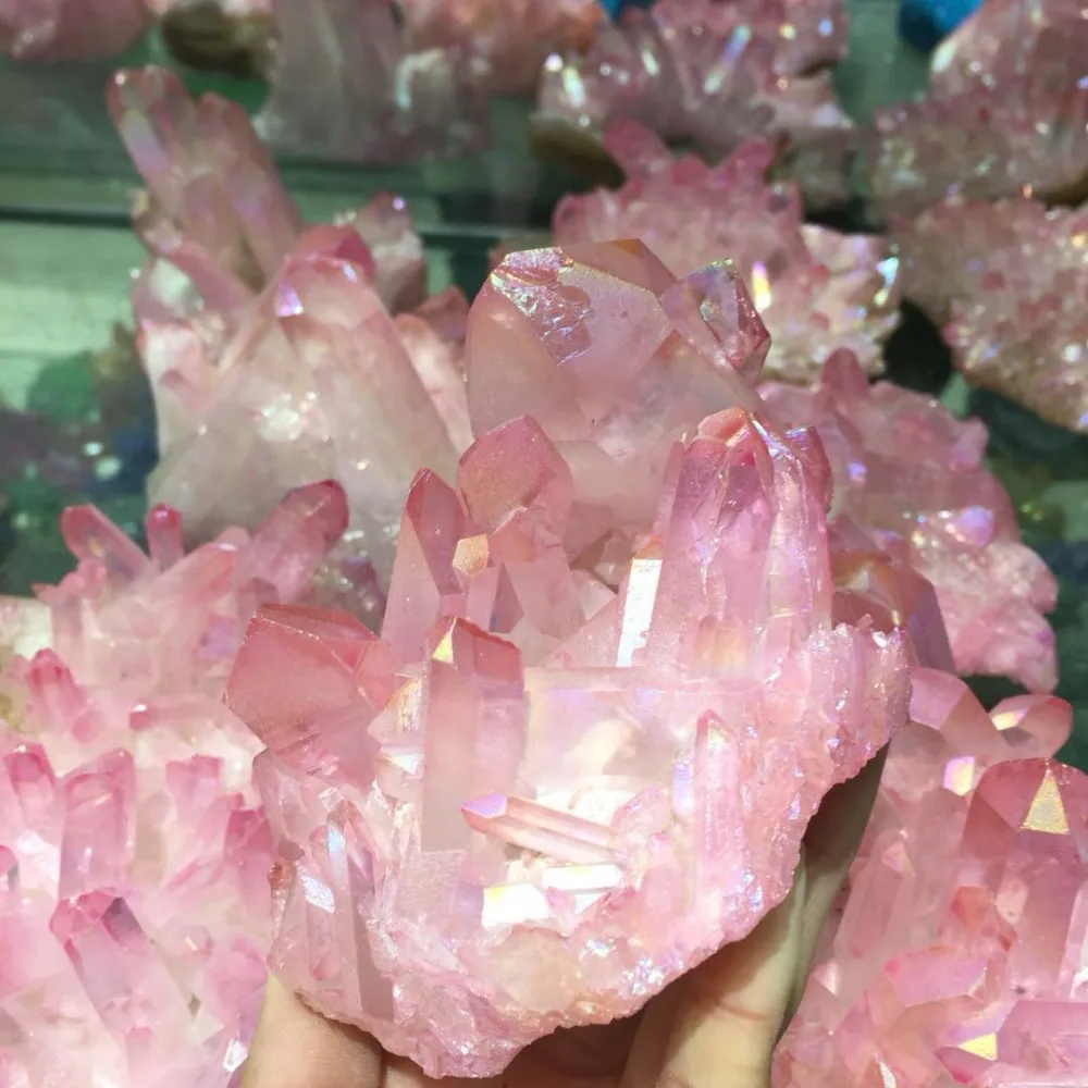 about 400g beautiful pink electroplated Crystal gemstone cluster point meditation reiki healing stone home decoration wholesale
about 400g beautiful pink electroplated Crystal gemstone cluster point meditation reiki healing stone home decoration wholesale