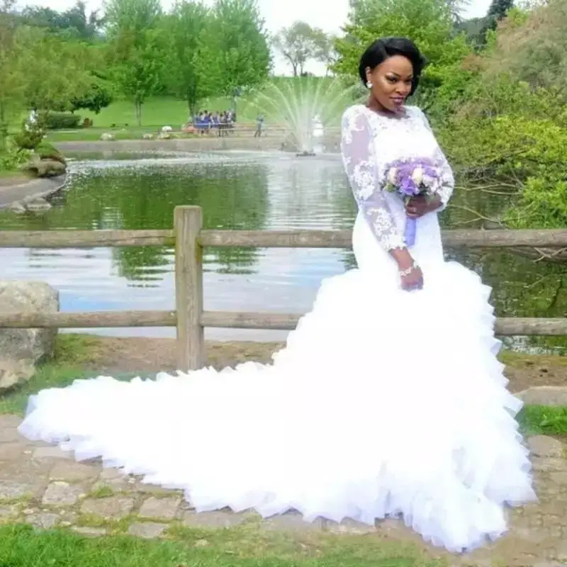 Elegant African Plus Size Wedding Dresses Sweep Train Ruffles Vestido de Novia Custom Made Bridal Dresses
Elegant African Plus Size Wedding Dresses Sweep Train Ruffles Vestido de Novia Custom Made Bridal Dresses