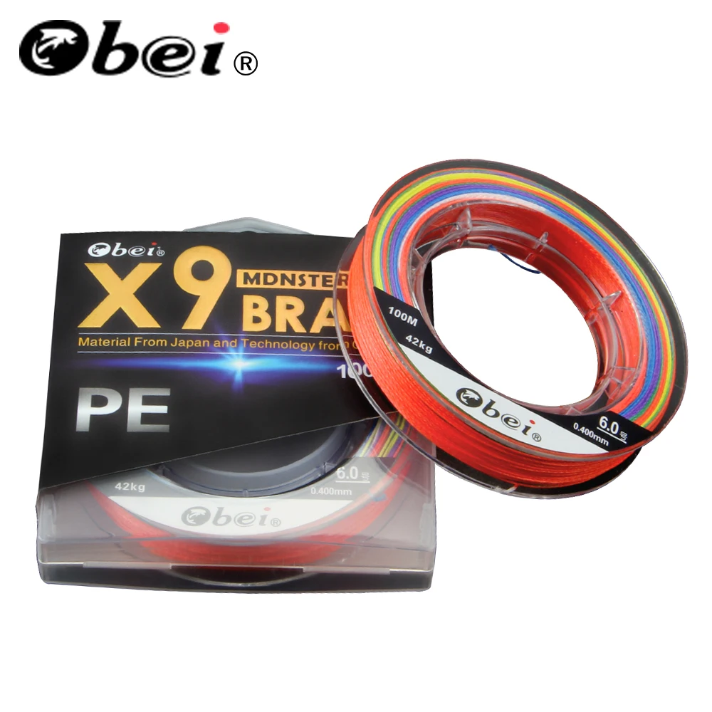 Obei 100 м рыболовная леска 9 подставка Pro Super Slick плетеная мощная японская из