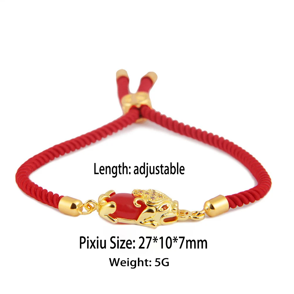 Wholesale Creative 3D Hard Gold Pixiu Charm Bracelet Adjustable Red Rope Bracelet Fashion Handmade Lucky Women's Red Bracelet
Wholesale Creative 3D Hard Gold Pixiu Charm Bracelet Adjustable Red Rope Bracelet Fashion Handmade Lucky Women's Red Bracelet