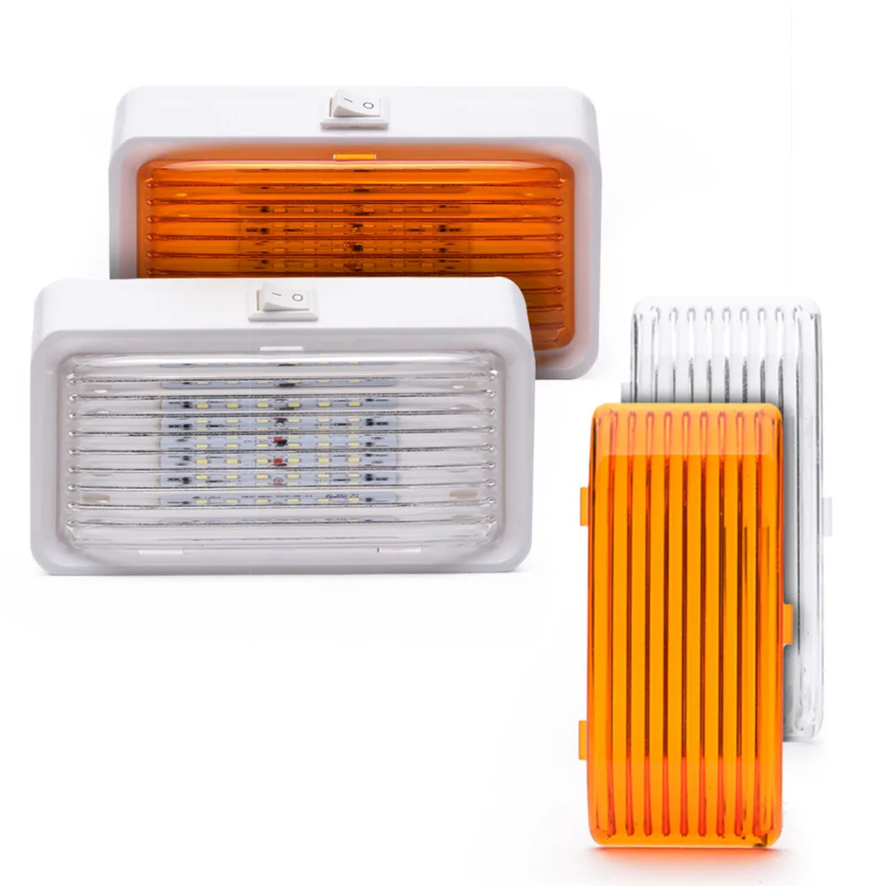 24 LED Roof Ceiling Interior Reading Dome Light For Camper Car RV Boat Trailer 12V Porch Light Rectangle Clear Amber Lens Switch
24 LED Roof Ceiling Interior Reading Dome Light For Camper Car RV Boat Trailer 12V Porch Light Rectangle Clear Amber Lens Switch