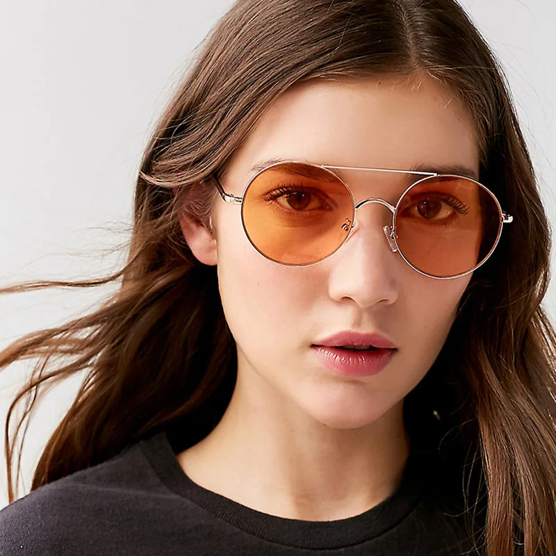 Men Women Retro Round Oversize Sunglasses Ladies Brand Designer vintage Pink Mirror Sun Classic Luxury Female Shades UV400 | Аксессуары