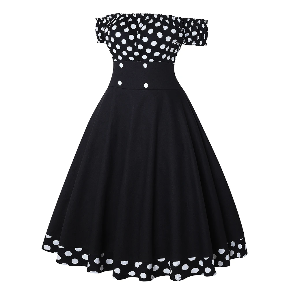 New Women Summer Short Sleeves Polka Dot Off Shoulder Vintage Slim Fit Swing Dress
New Women Summer Short Sleeves Polka Dot Off Shoulder Vintage Slim Fit Swing Dress