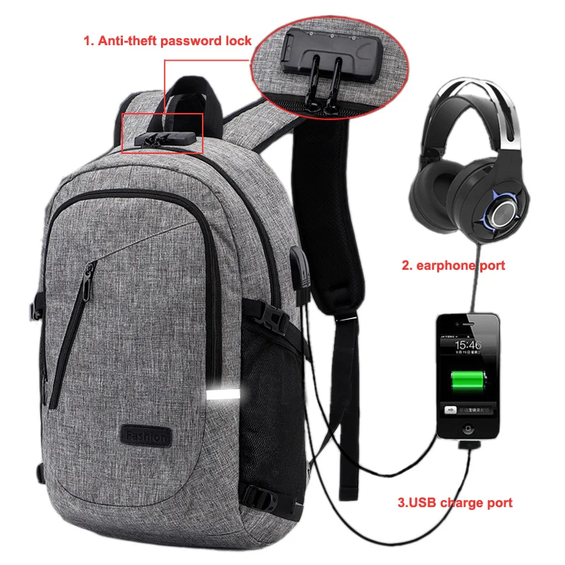 2022 Men Anti Theft Backpack Boy Knapsack Coded Lock USB Charging Earphone Interface Laptop Male Travel Bag Schoolbag Rucksack
2022 Men Anti Theft Backpack Boy Knapsack Coded Lock USB Charging Earphone Interface Laptop Male Travel Bag Schoolbag Rucksack