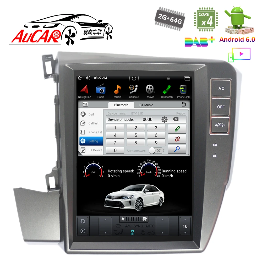 Android 6 0 Tesla стиль 10 4 "GPS навигационная система для Honda Civic 2012 2015 радио с Bluetooth и GPS WIFI