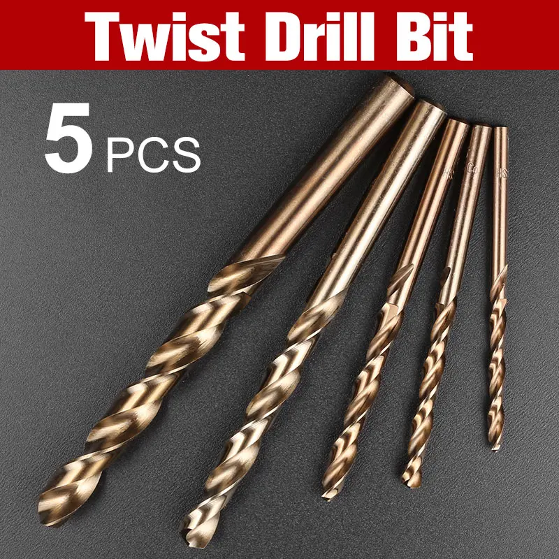 5PCS Stainless Steel M35 Cobalt Drill Bit Set Multi Bit Tool Straight Shank For Metal Stainless Steel Wear Resistance High Tempe
5PCS Stainless Steel M35 Cobalt Drill Bit Set Multi Bit Tool Straight Shank For Metal Stainless Steel Wear Resistance High Tempe