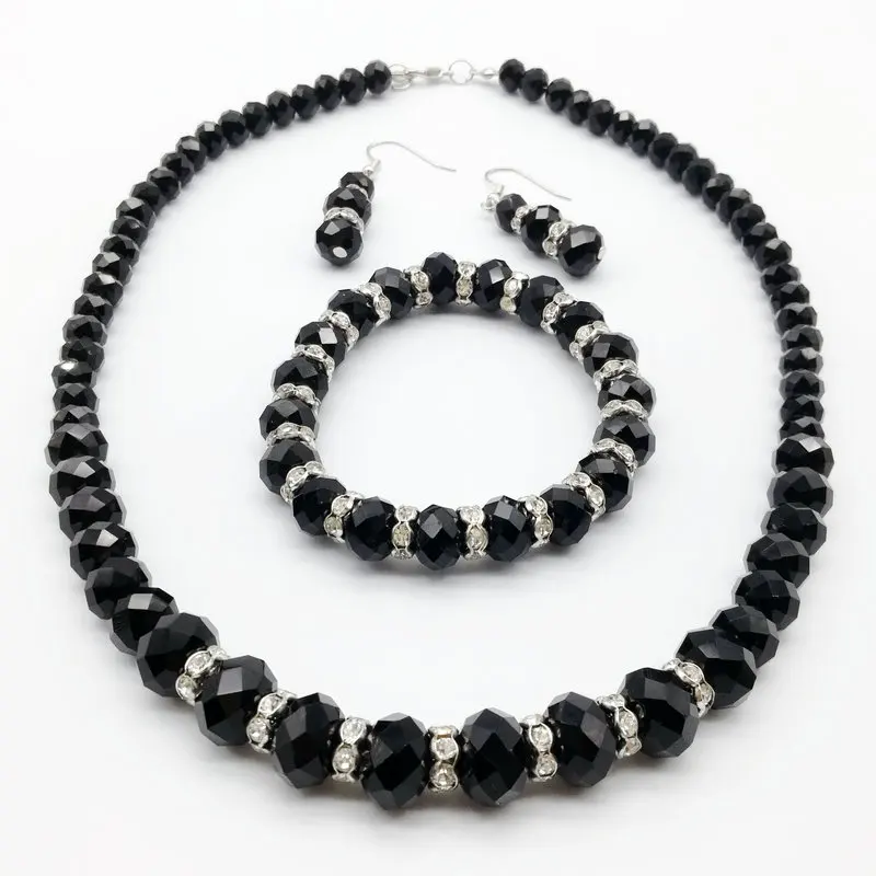 Free Shipping Wholesale 5set of black glass beads necklace bracelet earrings suit, fashion jewelry set
Free Shipping Wholesale 5set of black glass beads necklace bracelet earrings suit, fashion jewelry set