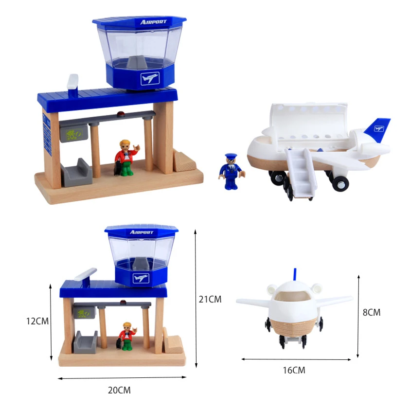 Suitable for wooden track scene accessories White plane with dolls airport platform compatible with wooden brio track
Suitable for wooden track scene accessories White plane with dolls airport platform compatible with wooden brio track