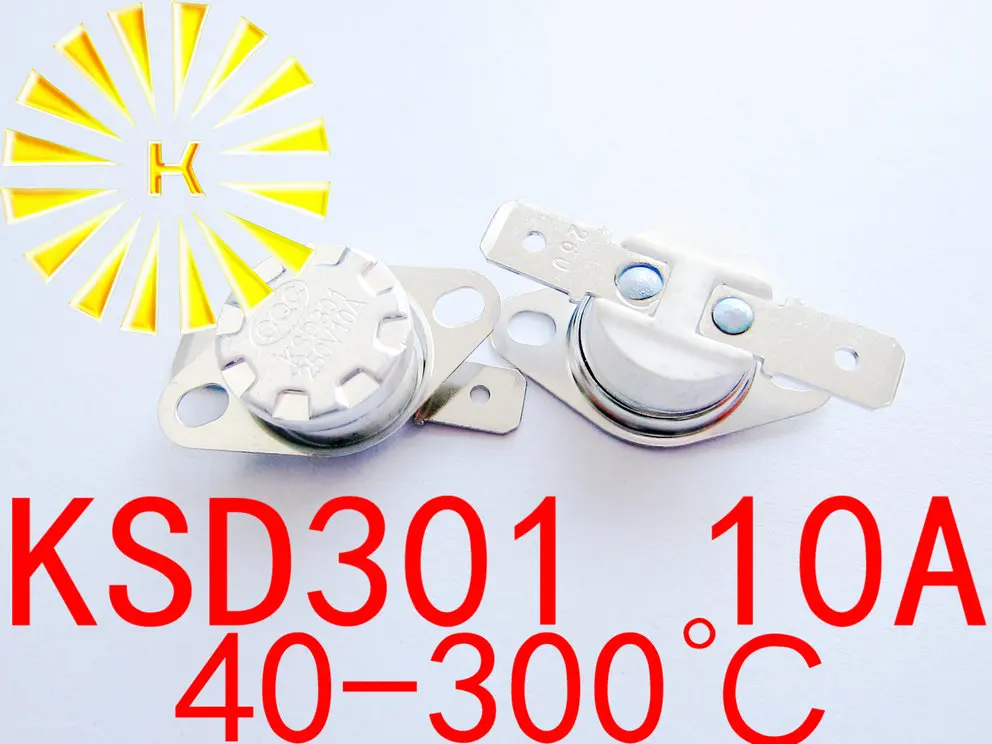 KSD301 10A 40-300 degree Ceramic 250V Normally Closed/Open Temperature Switch Thermostat For sterilized cupboard x 100PCS
KSD301 10A 40-300 degree Ceramic 250V Normally Closed/Open Temperature Switch Thermostat For sterilized cupboard x 100PCS