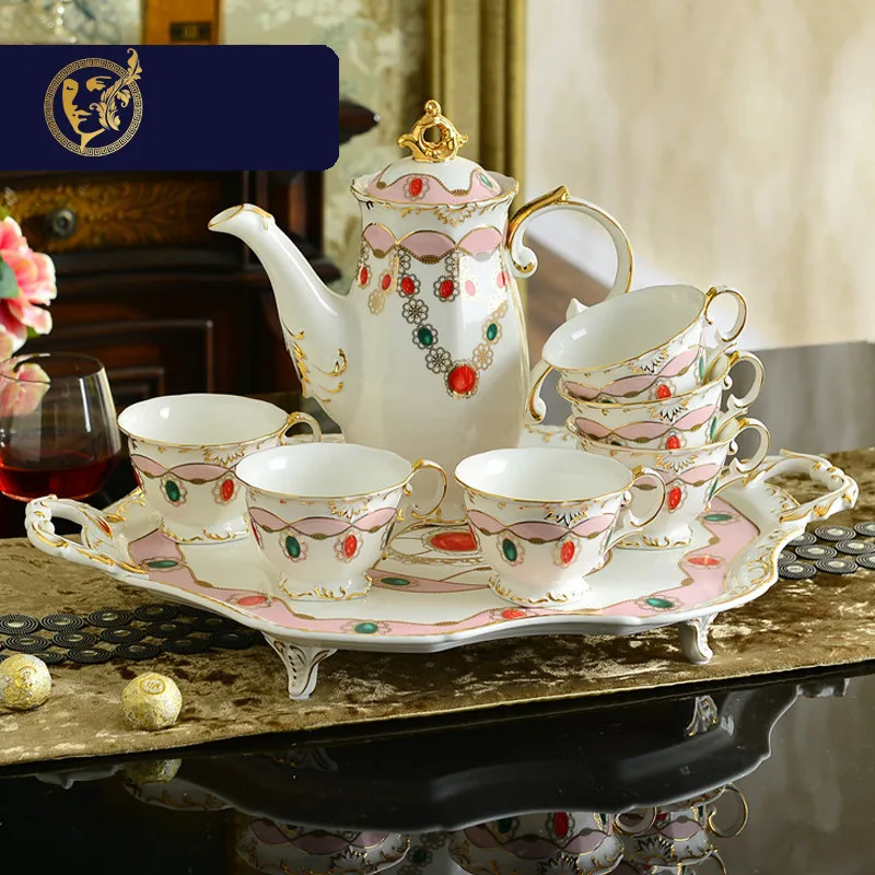 Bone China Gem Tea Set Diamond Drinkware Ceramic Coffee Cup Mug with Teapot Tray Gift Box Free Shipping
Bone China Gem Tea Set Diamond Drinkware Ceramic Coffee Cup Mug with Teapot Tray Gift Box Free Shipping